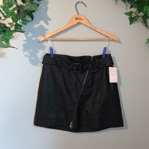 Black vegan leather skirt